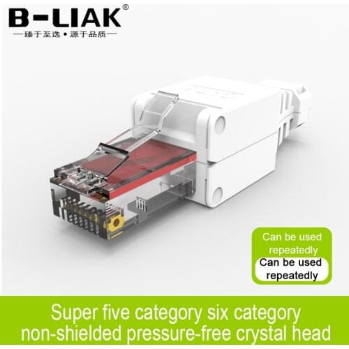 B-LIAKTool-Free Shielded RJ45 network cable connector Ethernet cable plug Cat5e Connector UTP Unshielded Twisted Pair Gold Plate