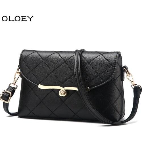 OLOEY 2021 New Lock Flap Small Bag Shoulder Messenger Crossbody Bags Diamond Lattice Women Satchel Joker Leisure Black Mini Bag