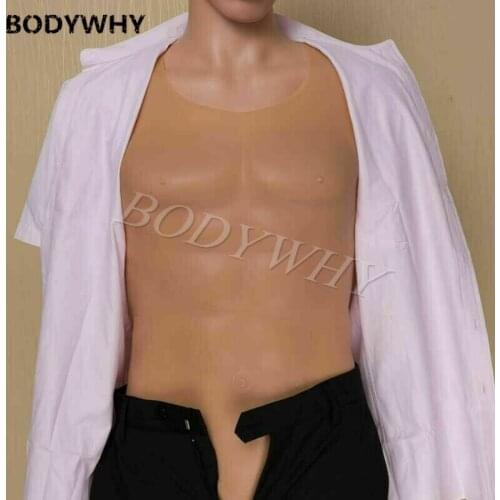New Mens Chest Muscle Silicone Vest Fake Chest Muscle Pecloralis Cosplay Shirts Body Shapers Pullover