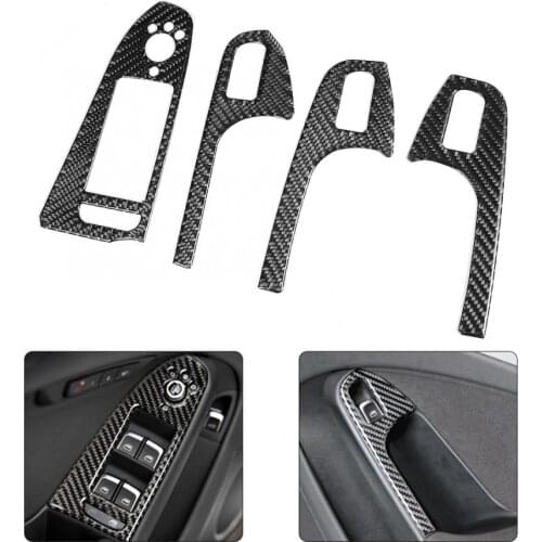 Carbon Fiber Door Window Lift Panel Button Frame Trim Sticker Fit for Audi A4 B8 A5 Q5 2009 2010 2011 2012 2013 014 2015 2016