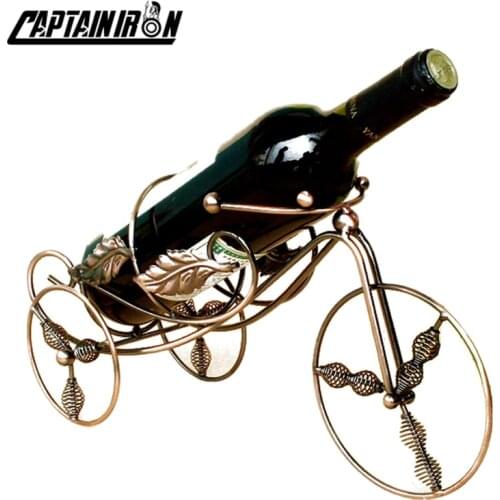 CAPTAINIRON Tricycle Shaped Wine Stand Iron Wine Holder Metal Decoration Estante Para Vinos for Bedroom Living Room Home Decor