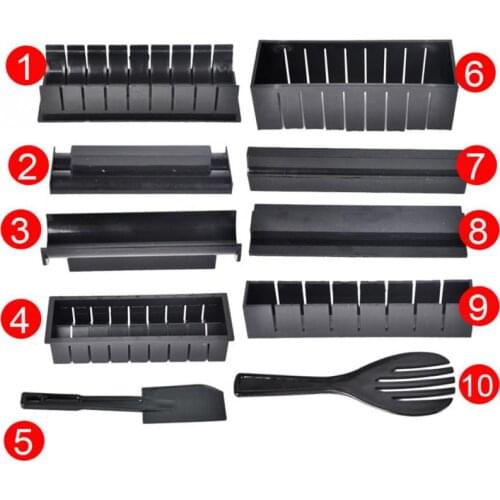 Full Set 10 Pack New DIY Easy Sushi Maker Machine Kit Rice Roller Mold Roller Cutter Kitchen Cooking Tools Set