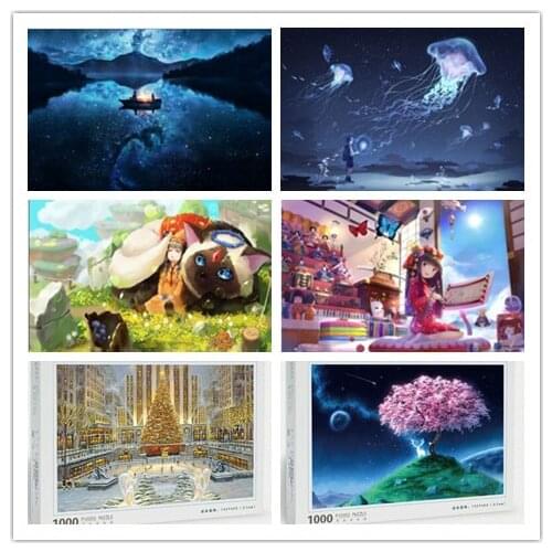 Celebrate Christmas The wooden puzzle 1000 pieces ersion jigsaw puzzle white card adult childrens educational toys