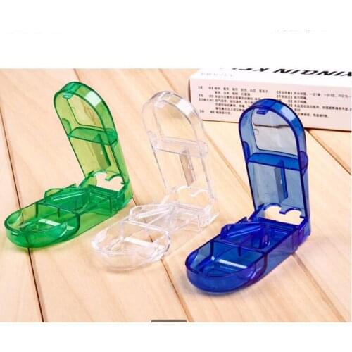 200pcs Pill Cutter Splitter Half Storage Compartment Box Medicine Tablet Holder Home Storage Box 3 colors #36857
