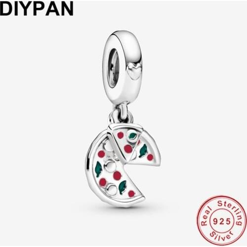 Real 925 Sterling Silver Pink Bag Lion Charms Fit Charms Bracelet Silver 925 Original Berloque DIY Jewelry Making