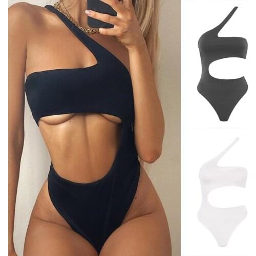 Sexy Bandeau Push Up Bikinis Women Swimwear Brazilian One Piece Swimsuit Bandage Bathing Suit Women Female Black White Beachwear