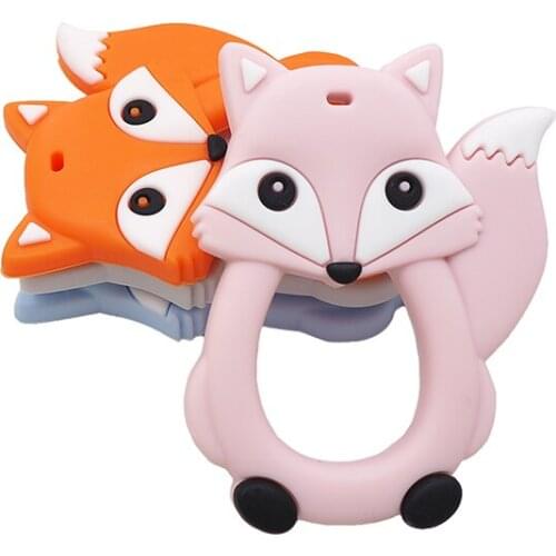 Chenkai 50PCS Silicone Fox Teething Baby Cut Teether Nursing Pacifier BPA Free For Infant DIY Chewing Soothing Pacifier Chain