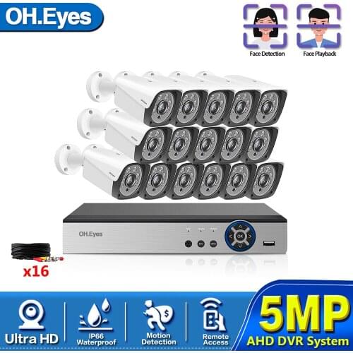H.265 16CH 2MP 5MP AHD NVR CCTV Security System Kits 16PCS IR Outdoor 5.0MP Security Camera P2P Video Surveillance Set