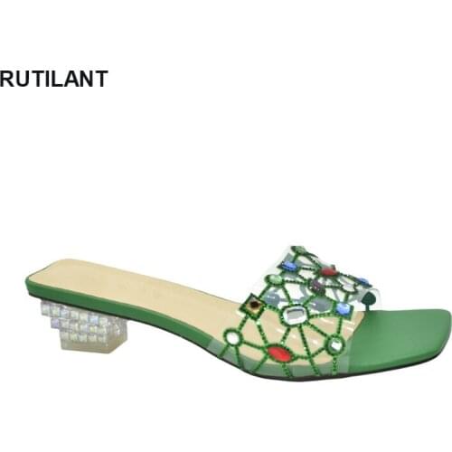 Nigerian Women Party Shoes Decorated with Rhinestone Closed Toe Heels Wedding Shoes for Women Bride Ladies Shoes and Sandals