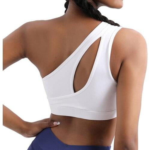 Yushuhua Asymmetry Single Shoulder Yoga Bra Gym Running Tops Shockproof Fitness Sport Bras Quick Dry Sexy Workout Underwear