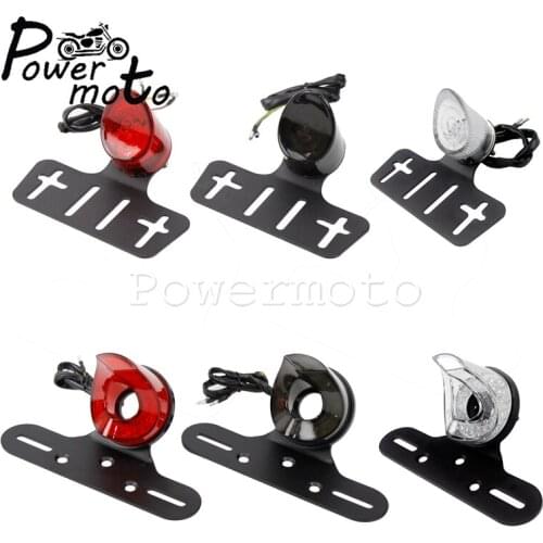 12V LED Red Smoke Clear Tail Light E11 Emark Rear Lamp Universal Stop Brake Light for Harley Cafe Racer Bobber License Plate