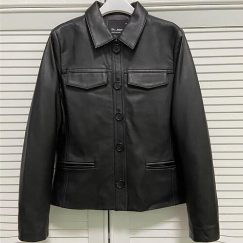 Womens Leather Garment Sheepskin Coat Genuine Leather Lambskin Factory Self Cultivation Show Thin