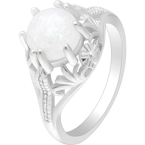 2019 White Opal Finger Rings For Women 2018 New Design Hot Selling Silver Color Ring Set Elegant Jewelry For Engagement Wedding