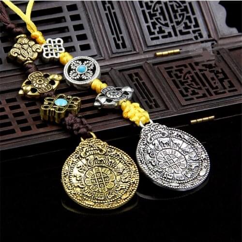 Chinese Zodiac Waist Tag Buddhist Gossip Mantra Wheel Chinese Knot Hand Crafts Auspicious and Scatheless Car Hanging Decoration