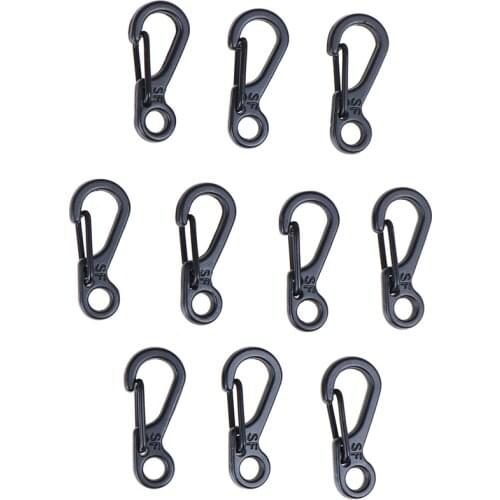10Pcs Mini Tactical Spring Carabiner D Shaped Paracord Cord Buckle EDC Backpack Clasp Snap Hook Keychain Water Bottle SF Clip