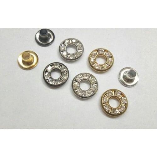 100pcs/pack 4 colors 9mm round metal brass rhinestone eyelets crystal diamond grommets glass eyelets free shipping 2016022607