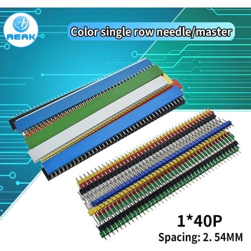12PCS 2.54mm Preto +Branco + Vermelho + Amarelo+black+ azul Unica Linha Masculina 1X40 1*40 Pin Header Tira ROHS CGKCH090 Female