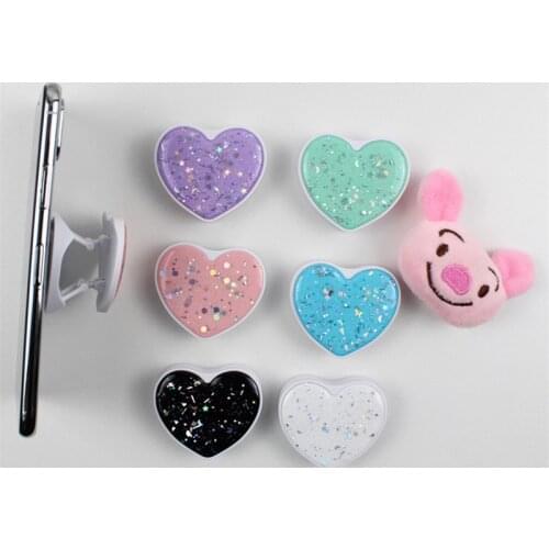 20pcs Glitter epoxy glue heart shape Love mobile phone folding stretch bracket Phone Holder