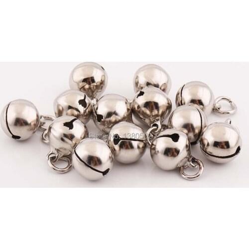 30pcs/lot silver Color 13mm Jingle bell Loose Beads with ring Ornament DIY Craft Christmas Tree Decoration