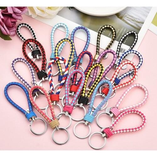 3d Metal Cars Key Rings Colorful Woven Leather Rope Diy Hand Rope Mini Luxury Jewelry Car Styling Auto Fastener