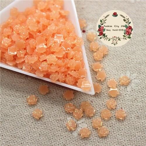 5mm 500pcs Cute Little Korea Pink Resin Glitter Flowers Flatback Cabochon for DIY Craft/Nail Decoration