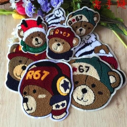 6pcs/lot Large Towel Embroidery Patch Bear Animal Kids Clothing Decoration Sewing Accessories Craft Diy
