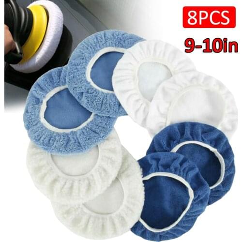8PCS 5-6Inch Car Polisher Pad Bonnet Soft Microfiber Polishing Bonnet Buffing Pad Cover for Car Polisher