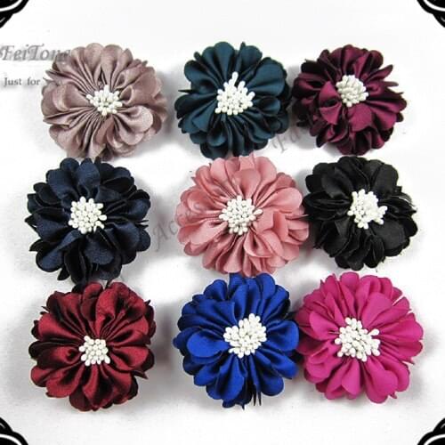 Free shipping!36pcs/lot 5cm Newest silk flowers fabric flower hair accessory handmade flowers