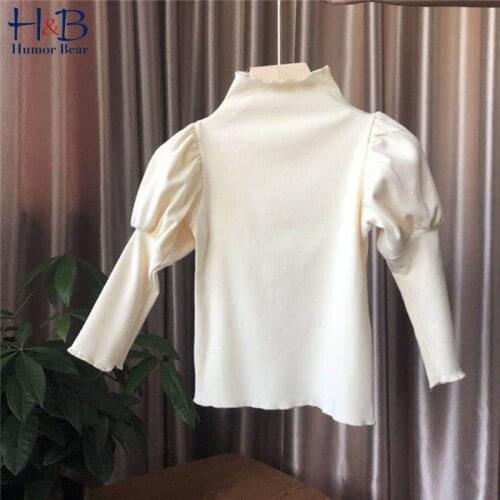 Humor Bear Girls' Bottoming Shirt New Spring Autumn Turtleneck Fashion Top Solid Color Princess Style Children Baby Kids Clote