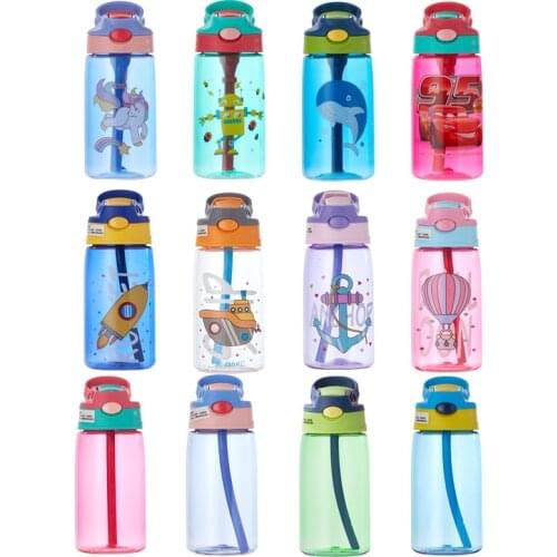 Kids Water Sippy Cup Creative Cartoon Baby Feeding Cups with Straws Leakproof Water Bottles Outdoor Portable Plastic Cups