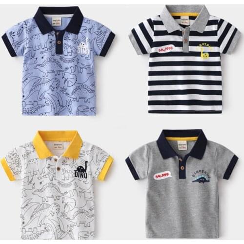 Kids Polo Shirts Summer Short Sleeve Boys Shirt Cartoon Toddler Boy Sports T Shirt Tops Tee Breathable Children Baby Clothes