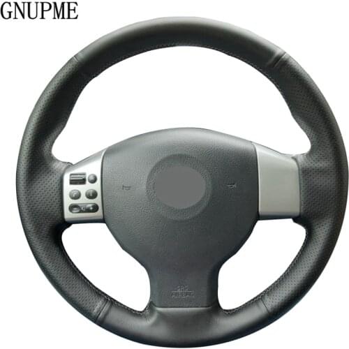 DIY Hand-stitched Black Artificial Leather Car Steering Wheel Covers for Nissan Tiida 2004-2010 Sylphy 2006-2011 Versa 2007-2011