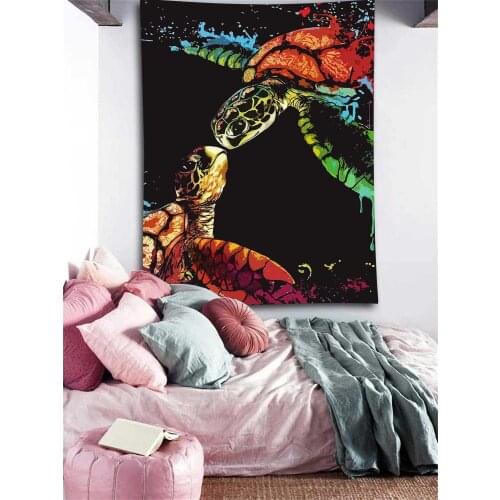 Simsant Psychedelic Sea Turtle Tapestry Underwater World Ocean Tortoises Art Wall Hanging Tapestries for Living Room Home Decor