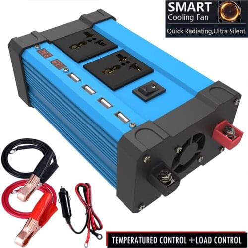Inverter 300w Converter DC 12V To AC Intelligent Color Display Usb 3.6A Quick Charge Automobile Accessories