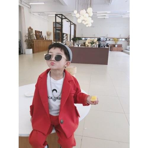 Kids Clothing Sets 2021 Autumn New Baby Boys Blazer Suits Childrens Solid 2pcs 2-7 Y Boys Blazer Jacket+pants Korean Formal Set