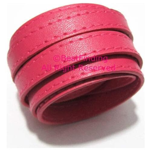 10x2mm Fushia leather cord Stitched 10mm flat leather cord stitch leather