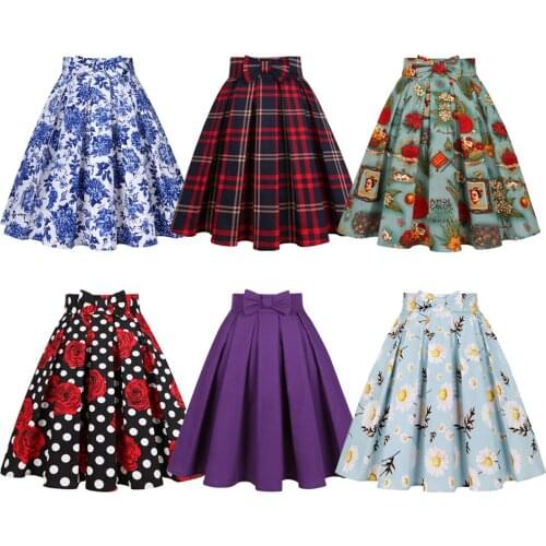 Red Blue Green Plaid High Waist Midi Skirts SS0012 Checkered Plus Size Womens Vintage Retro 50s 60s Cotton Plaid Skirts