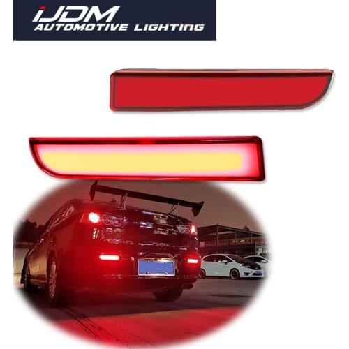 IJDM For Mitsubishi Lancer Evolution X Outlander Red LED Bumper Reflector lights Brake Tail Light w/Sequential Turn Signal 12V