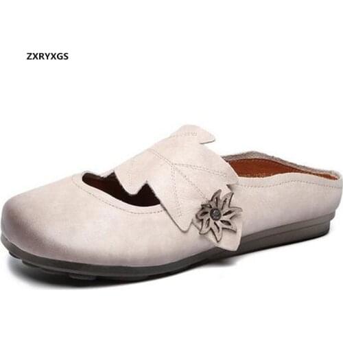 Light Comfortable Women Slippers Fashion Sandals Flat Non-slip 100% Full Genuine Leather Slippers Fashion Sandals Women Shoes