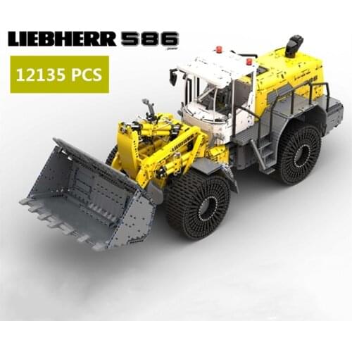 Lepinns Buildmoc Liebherr L586 Forklift Difficult Remote Control Assembly DIY Bricks Moc-49777 Building Blocks Toys for Kid Gift