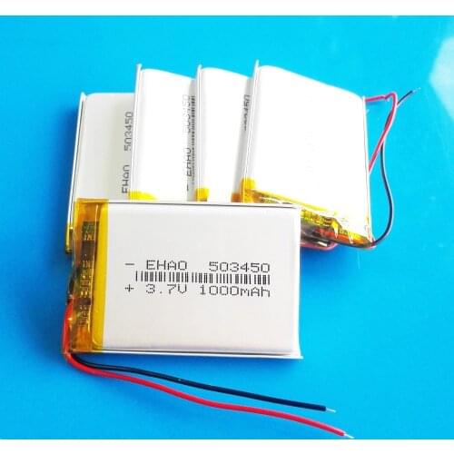 5 pcs 3.7V 1000 mAh Polymer Lithium Rechargeable Lipo battery 503450 for smart phone DVD mp3 Led Lamp camera