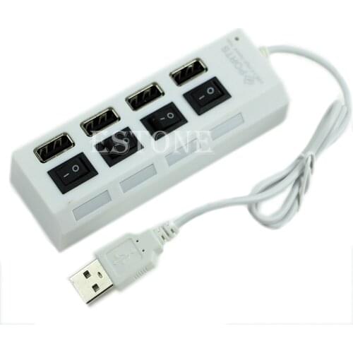LX9B New 4 Port USB 2.0 High Speed External Multi Expansion Hub with ON OFF Switch