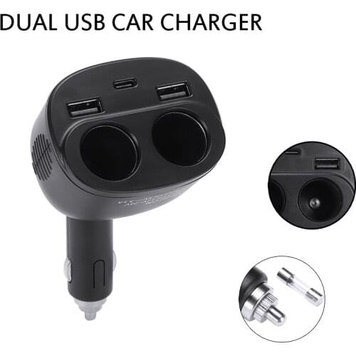 Mayitr Compatible For Mobile Phone 2 Way Auto Car Dual USB Fast charger Car Cigarette Lighter Adapter Socket Splitter Converter