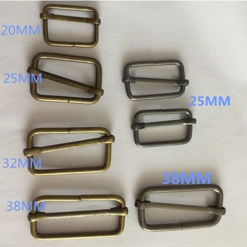 50pcs/lot 20mm/25mm/32mm38mm Metal Slides Ribbon SlipTri-glides Wire-formed Roller Pin Buckles Strap Adjuster suspenders Sew