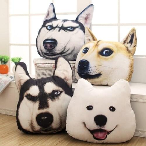 New Novelty 3D Back / Seat Cushion Animal Dog Cat Big Pillow Sofa Husky Doge Face Car Cushion