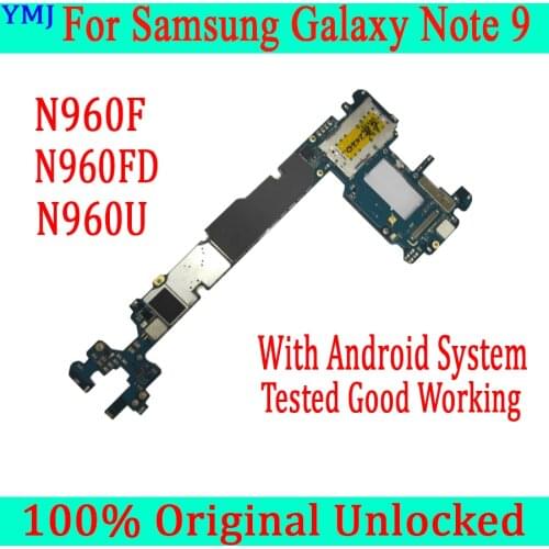 Original unlocked Motherboard For Samsung Galaxy Note 9 N960F N960FD N960U 128GB Mainboard with Full Chips Logic board Plate