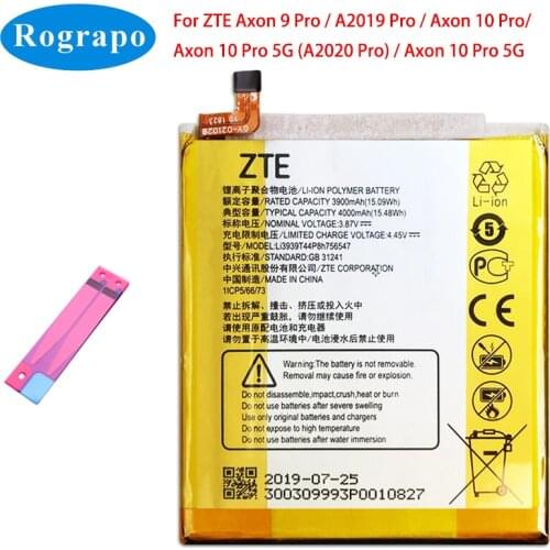Original 4000mAh Li3939t44p8h756547 Mobile Phone Battery For ZTE A2020 A2020N2 Axon 10 Pro Axon 10 Pro 5G A2019 Pro AXON 9 Pro