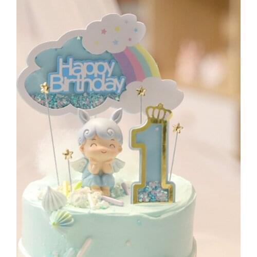 0-9 Number Cake Toppers Happy Birthday Cake Topper For Kids Birthday Party Baby Shower Decoration Cupcake Flag Supplies