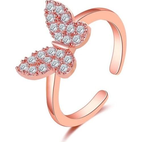 Ring Butterfly Opening Rose Gold High Quality Adjustable Rings Fashion New Jewelry Accessories Weddings Valentines Day Present