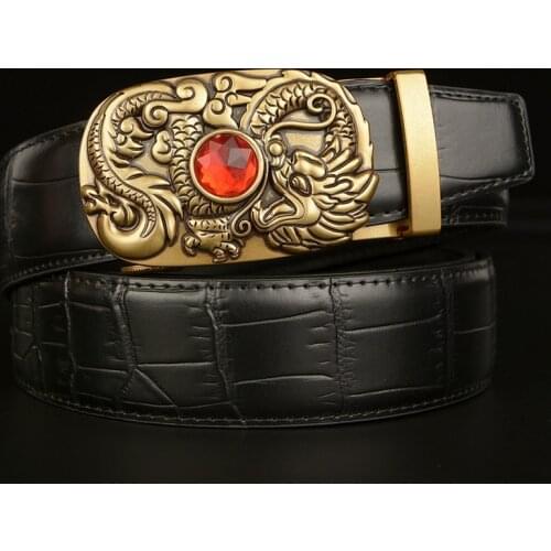 Quality Assurance Retr Automatic Belt For Men Genuine Leather Dragon Style Buckle Belts Brand Luxury Designer Leather Strap Men